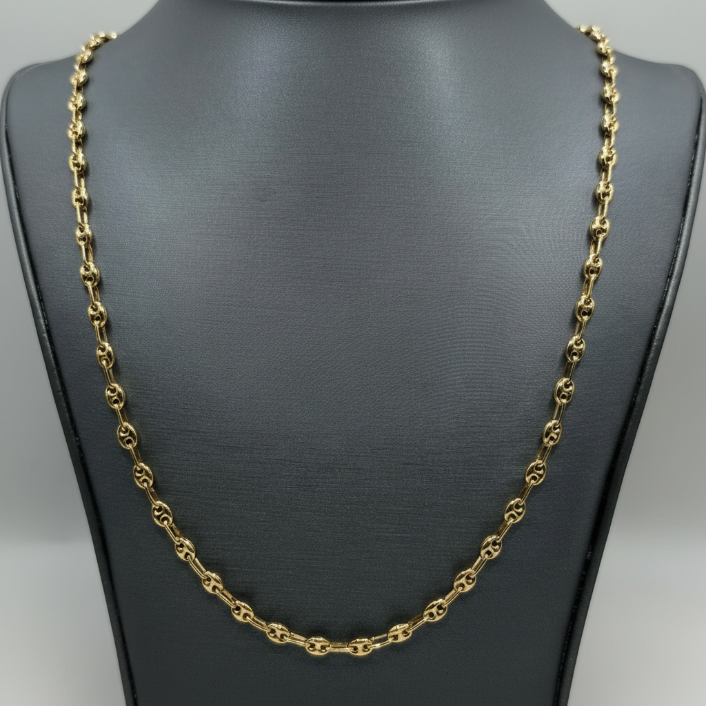 10KT PUFF GUCCI LINK CHAIN 24INCH 4MM