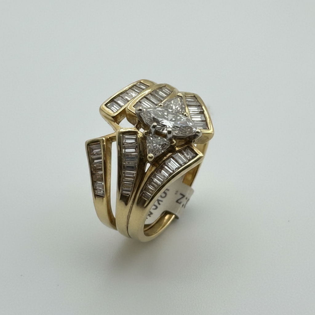 14K Yellow Gold Diamond Ring Set Size 9 – R1319