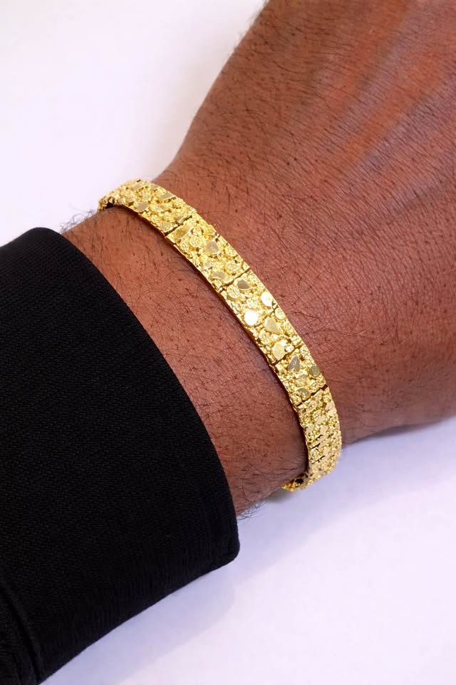 14KT GOLD NUGGET BRACELET 7.5mm