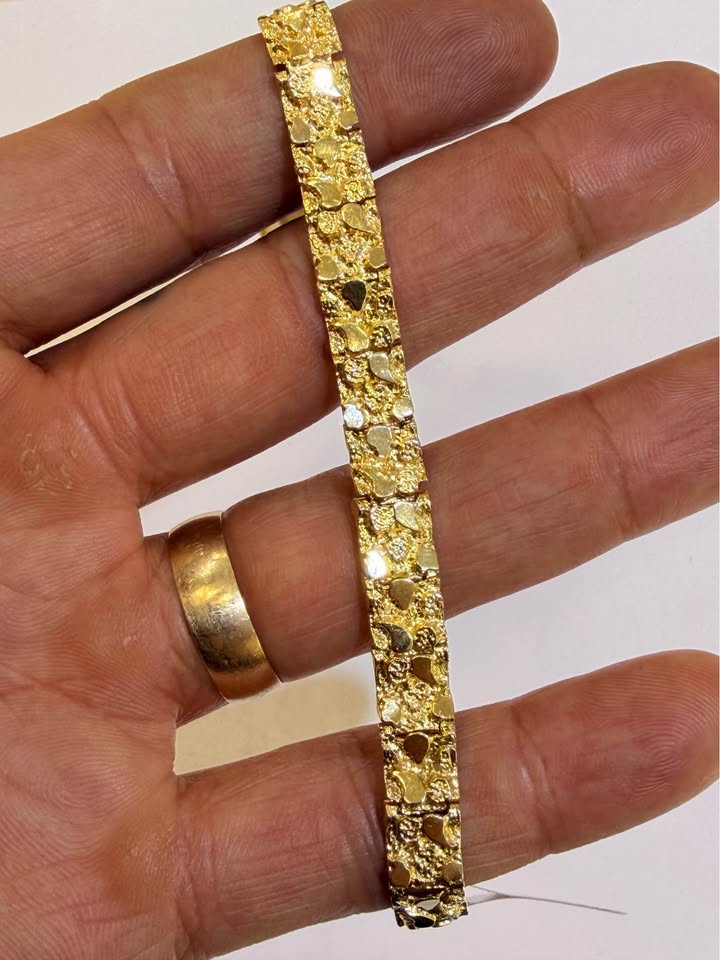 14KT GOLD NUGGET BRACELET 7.5mm