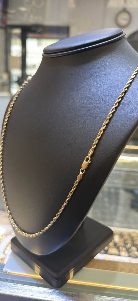 10K GOLD SOLID ROPE CHAIN 24inch 3mm