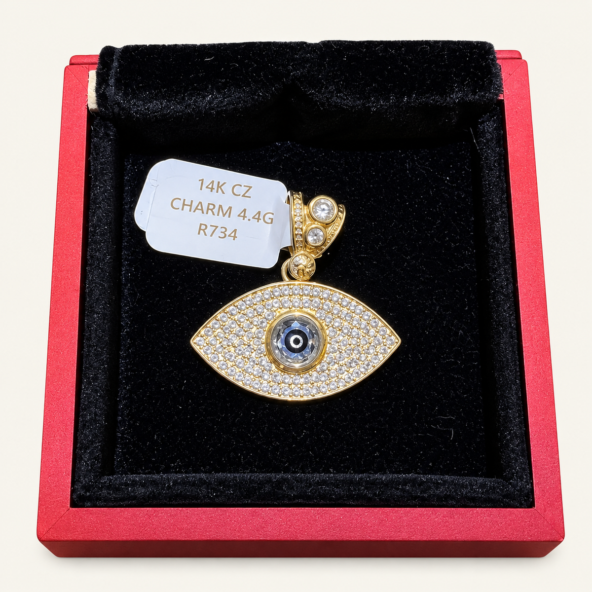 14K Yellow Gold CZ Evil Eye Pendant – R734
