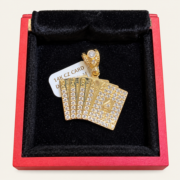 14K Yellow Gold Deck of Cards CZ Pendant – R157
