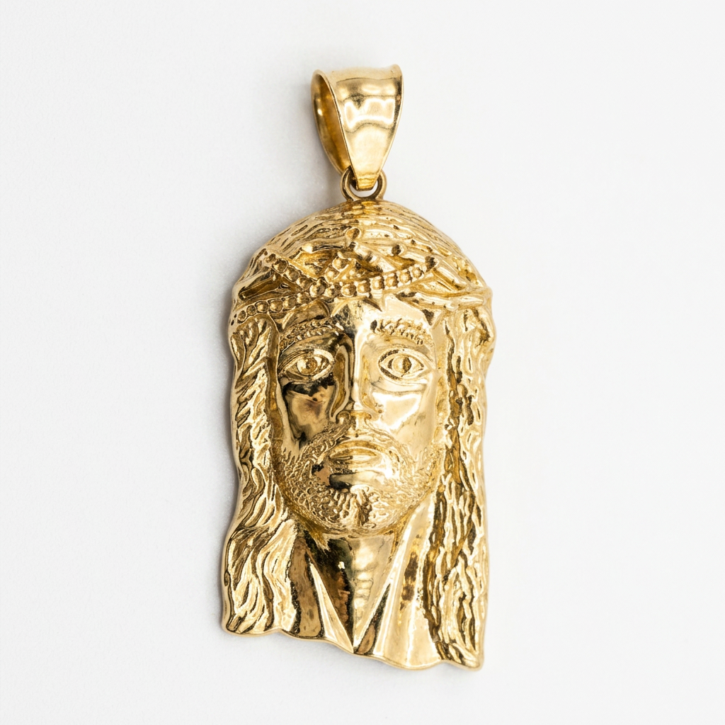 14KT Yellow Gold Jesus Head Pendant – R838