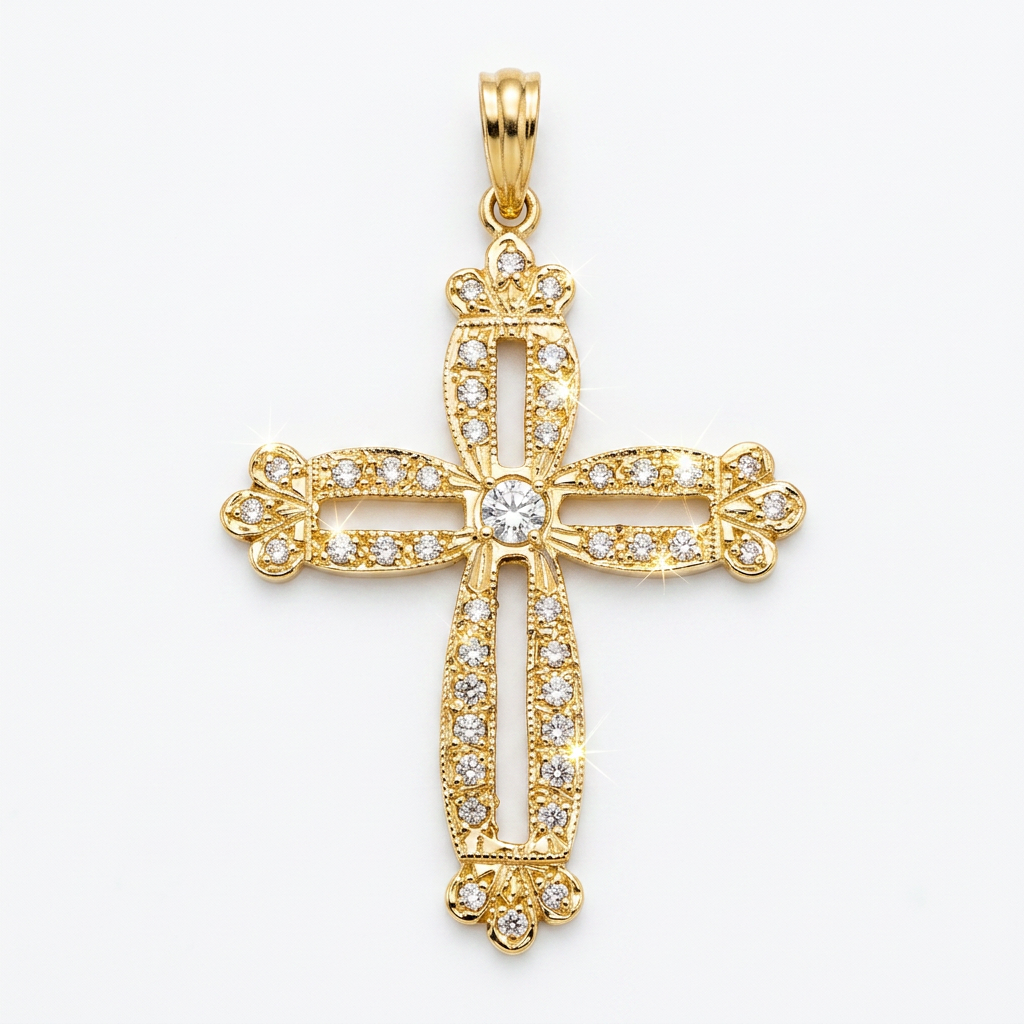 10KT GOLD DIAMOND CROSS PENDANT
