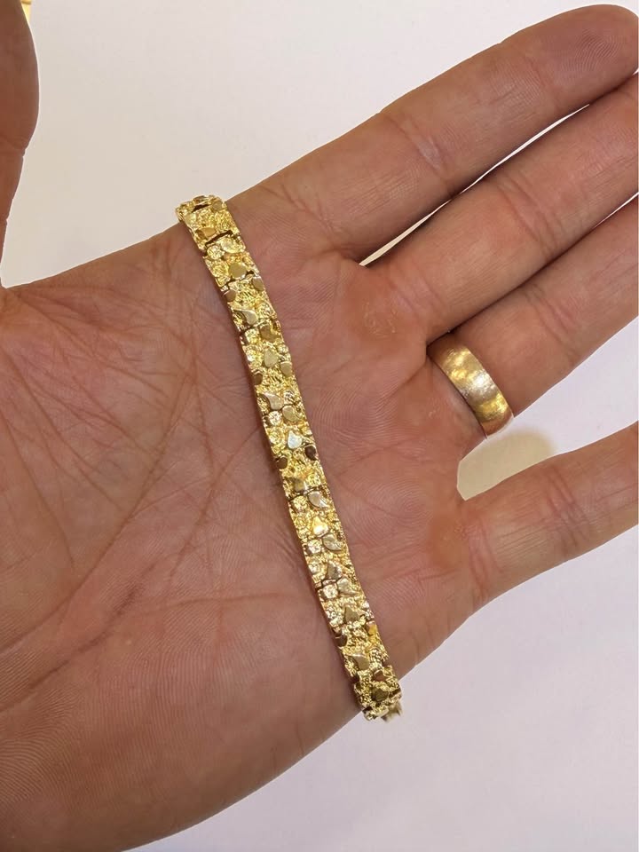 14KT GOLD NUGGET BRACELET 7.5mm 7.5in