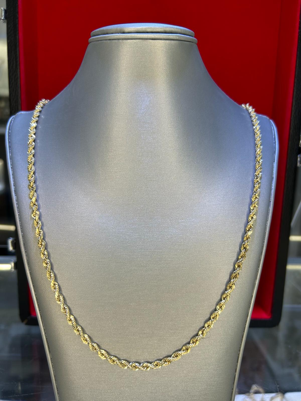 Men's 10k Yellow Gold Hollow Rope Chain