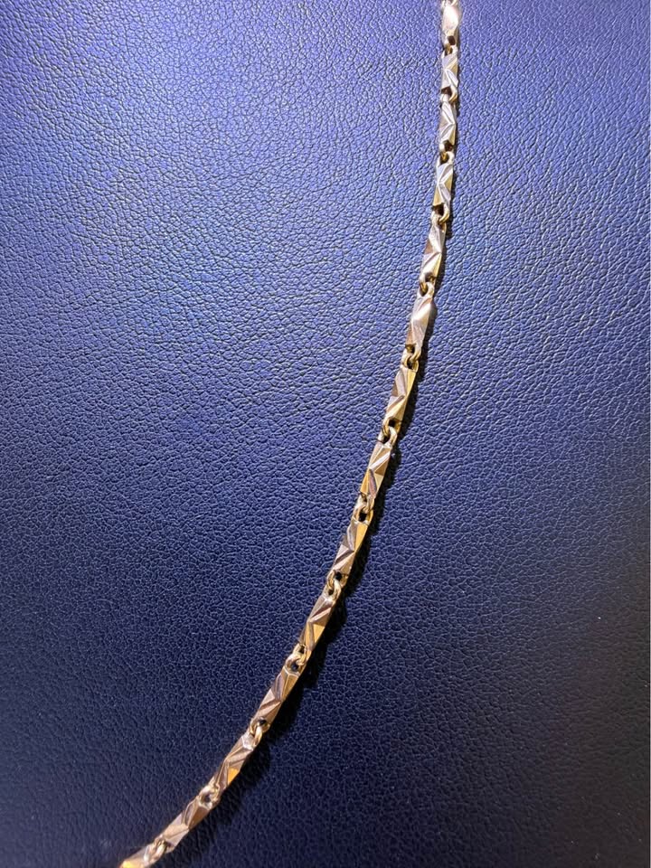10K Yellow Gold Fancy Bar Link Chain – 19" | 2mm | R1628
