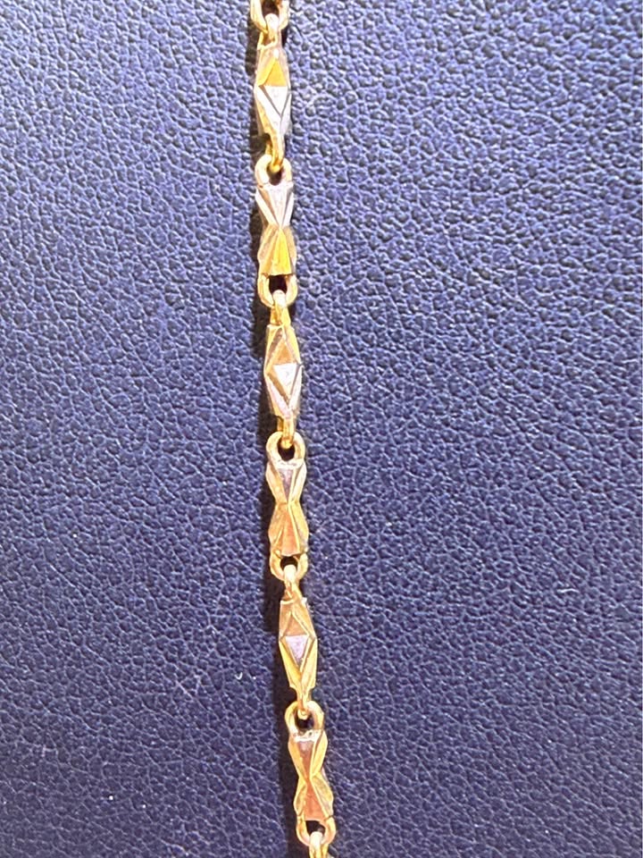 10K Yellow Gold Fancy Bar Link Chain – 19" | 2mm | R1628