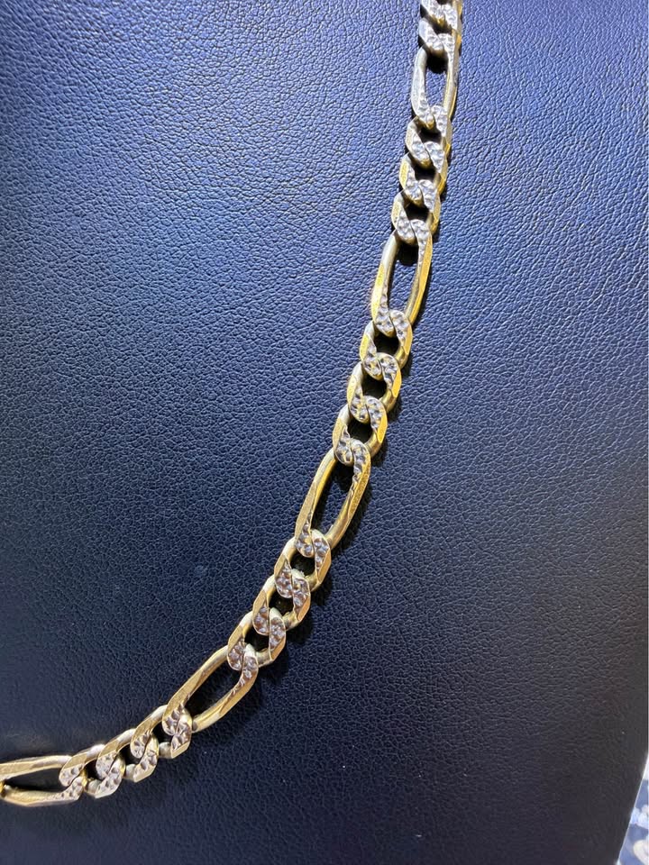 14K Two-Tone Gold Diamond-Cut Figaro Chain – 18" | 5mm | R1562