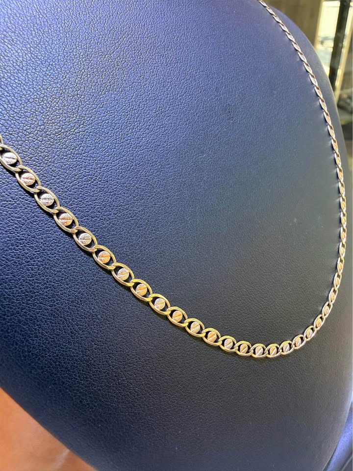 14K Tri-Color Gold Valentino Chain – 22" | 3.5mm | R1592