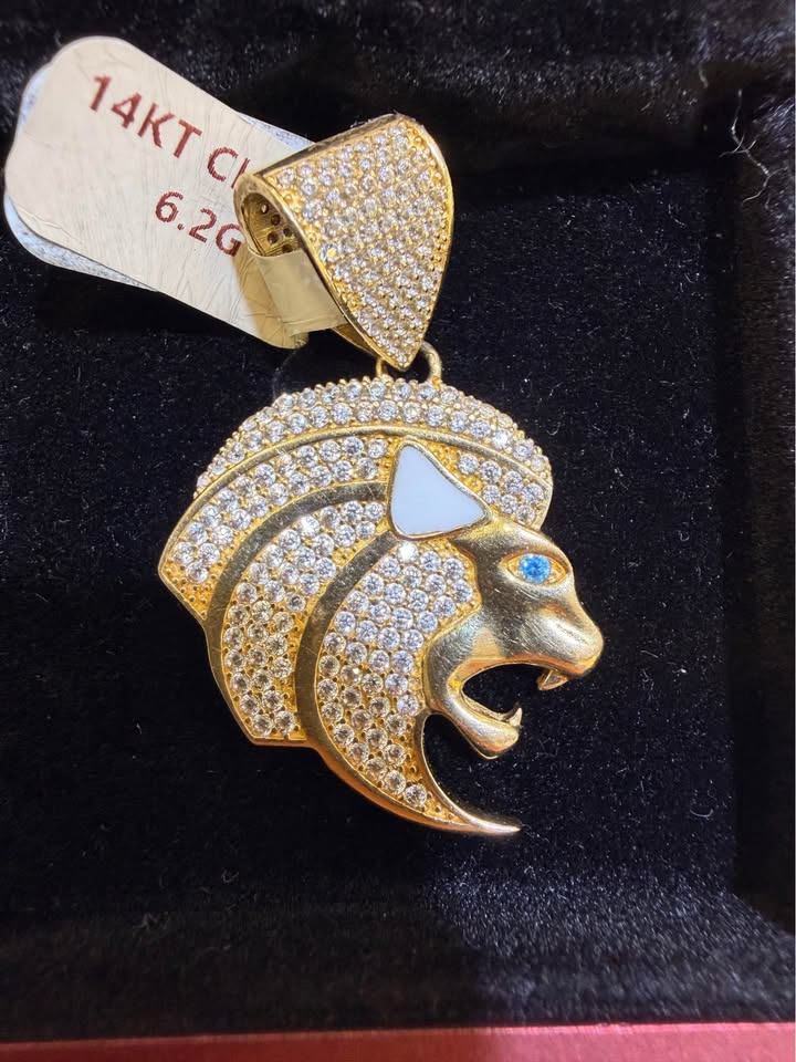 14KT Yellow Gold Lion Head Pendant – R829