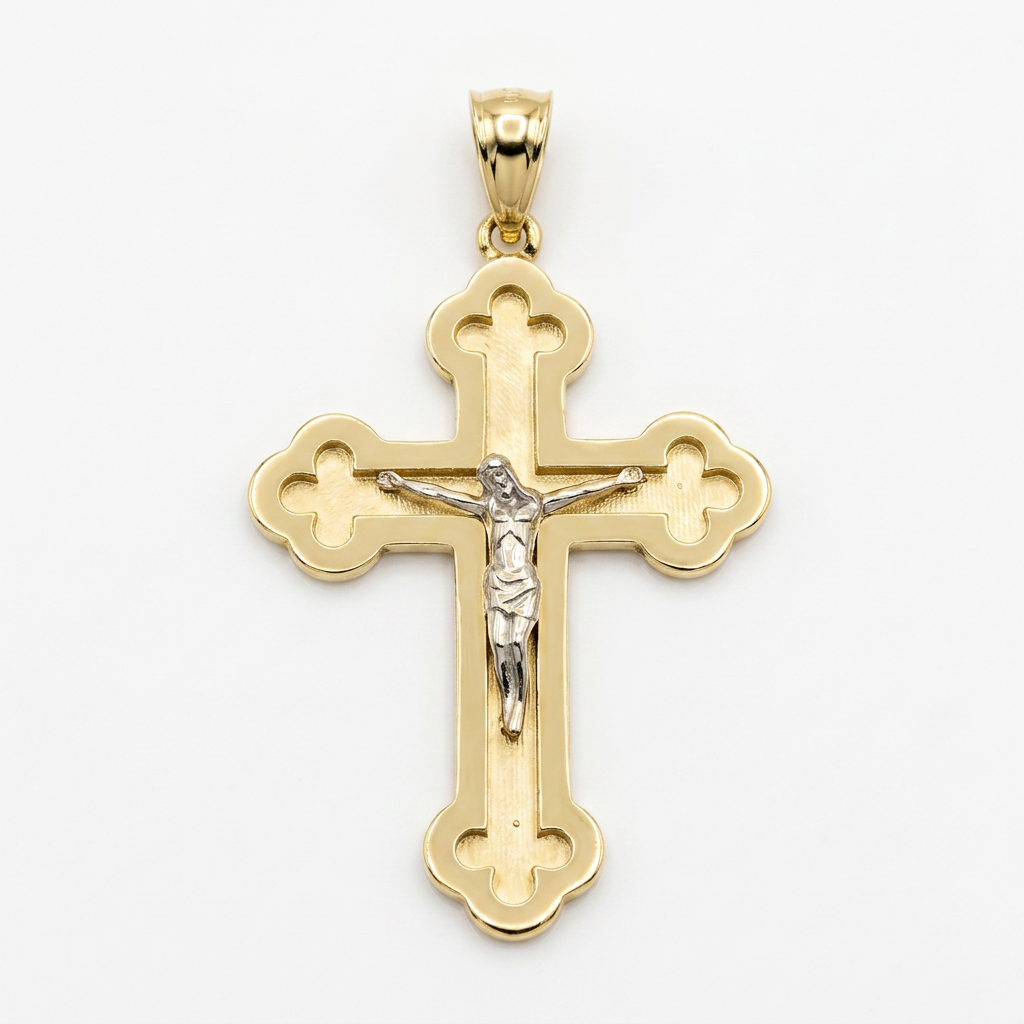 14KT 2-Tone Crucifix Pendant