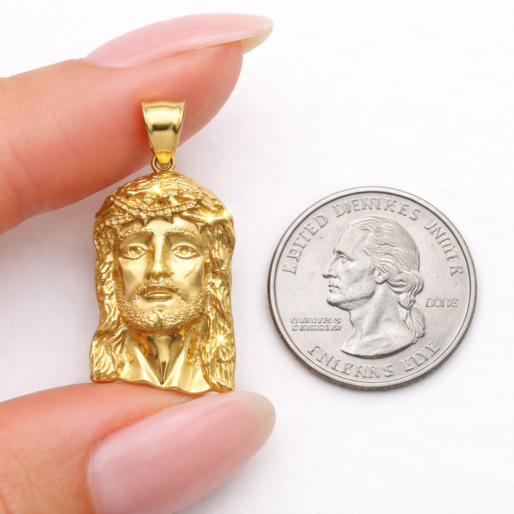 14KT Yellow Gold Jesus Head Pendant – R838