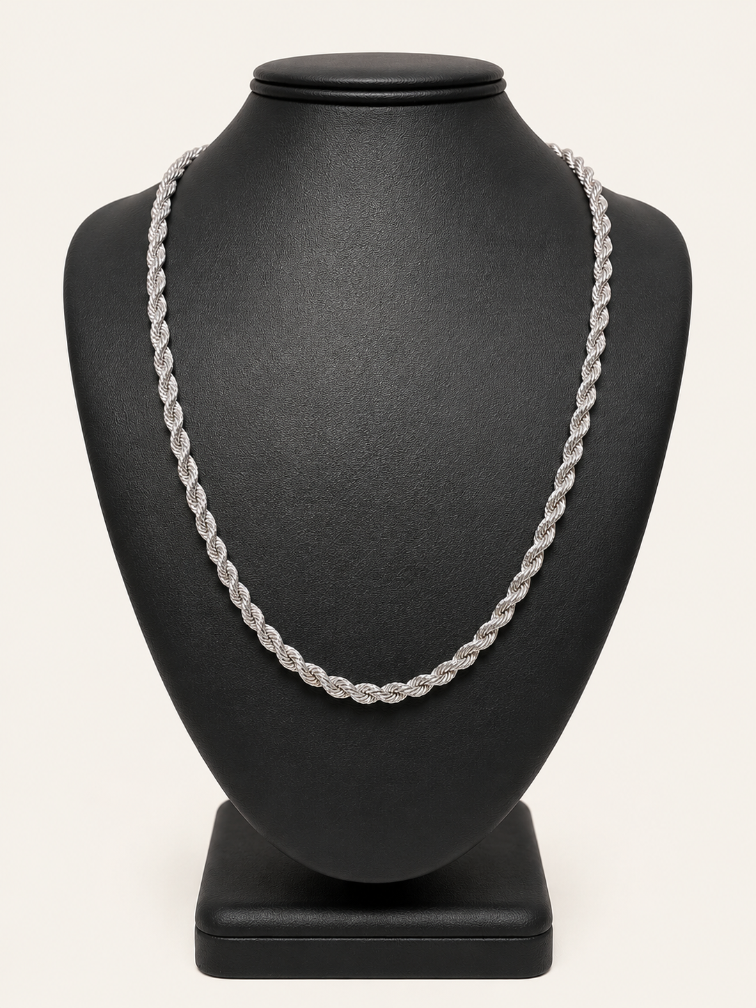 10K White Gold Diamond-Cut Rope Chain – 22" | 3.6mm R146