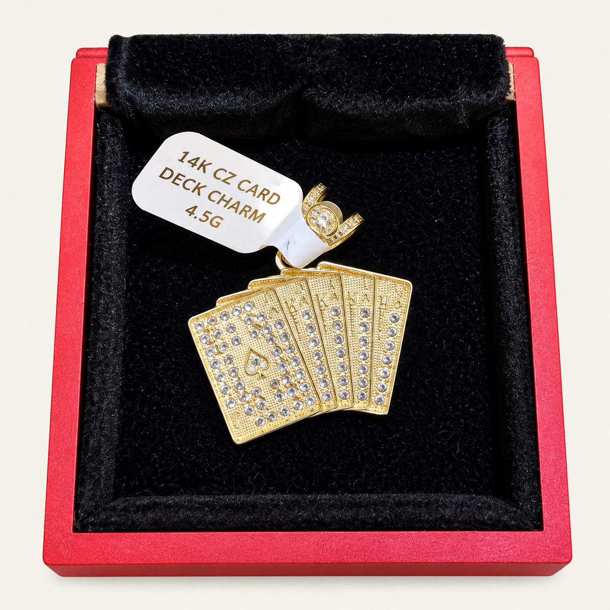 14K Yellow Gold Deck of Cards CZ Pendant – R157
