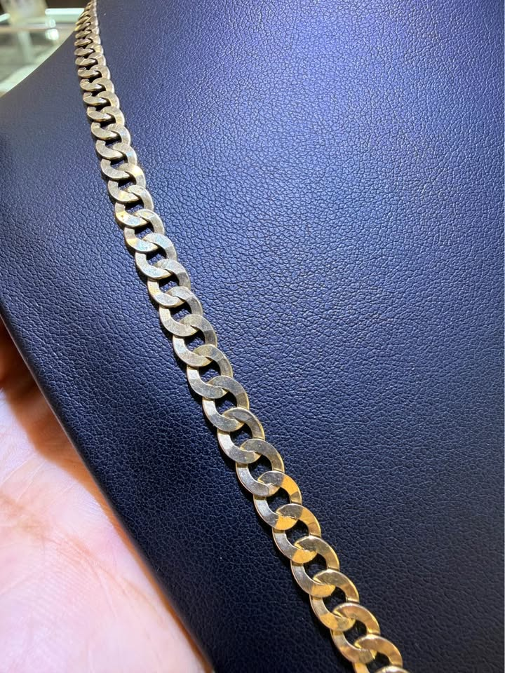 10K Yellow Gold Flat Curb Link Chain – 22" | 5.5mm