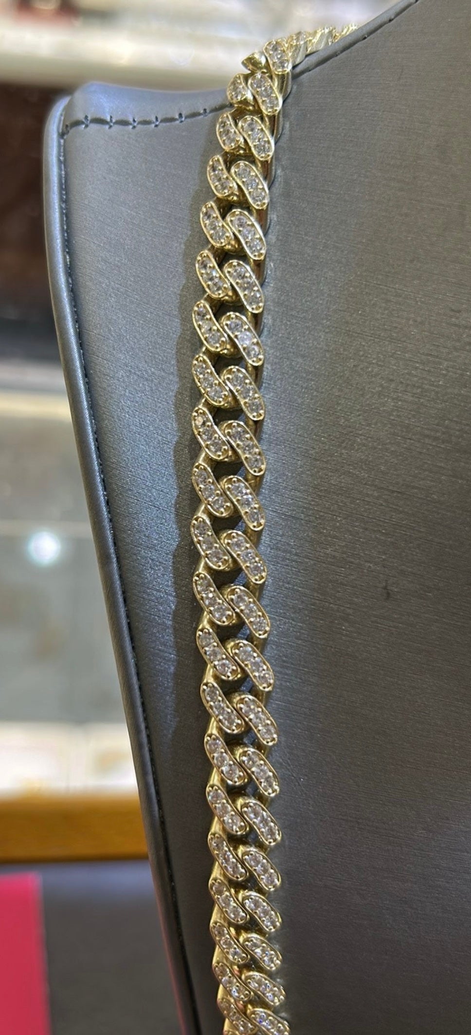 14KT YELLOW GOLD CZ CUBAN LINK CHAIN