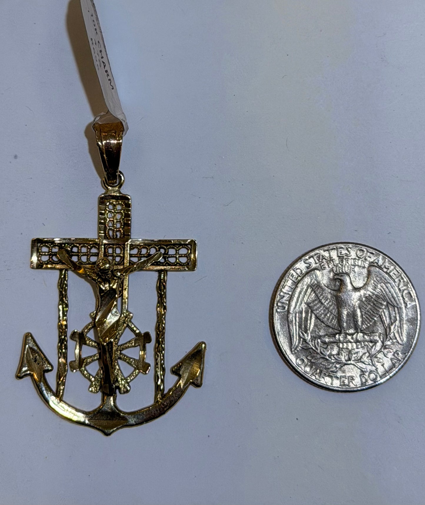 10K Yellow Gold Anchor Cross Pendant – R696