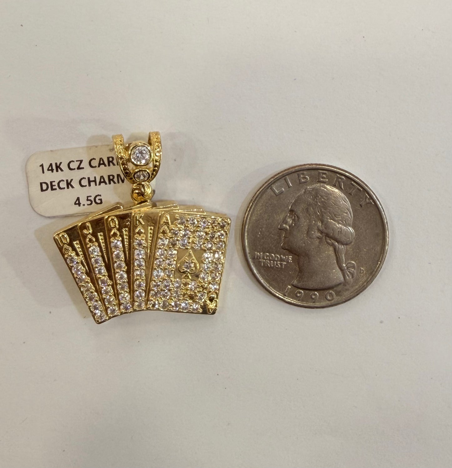 14K Yellow Gold Deck of Cards CZ Pendant – R157