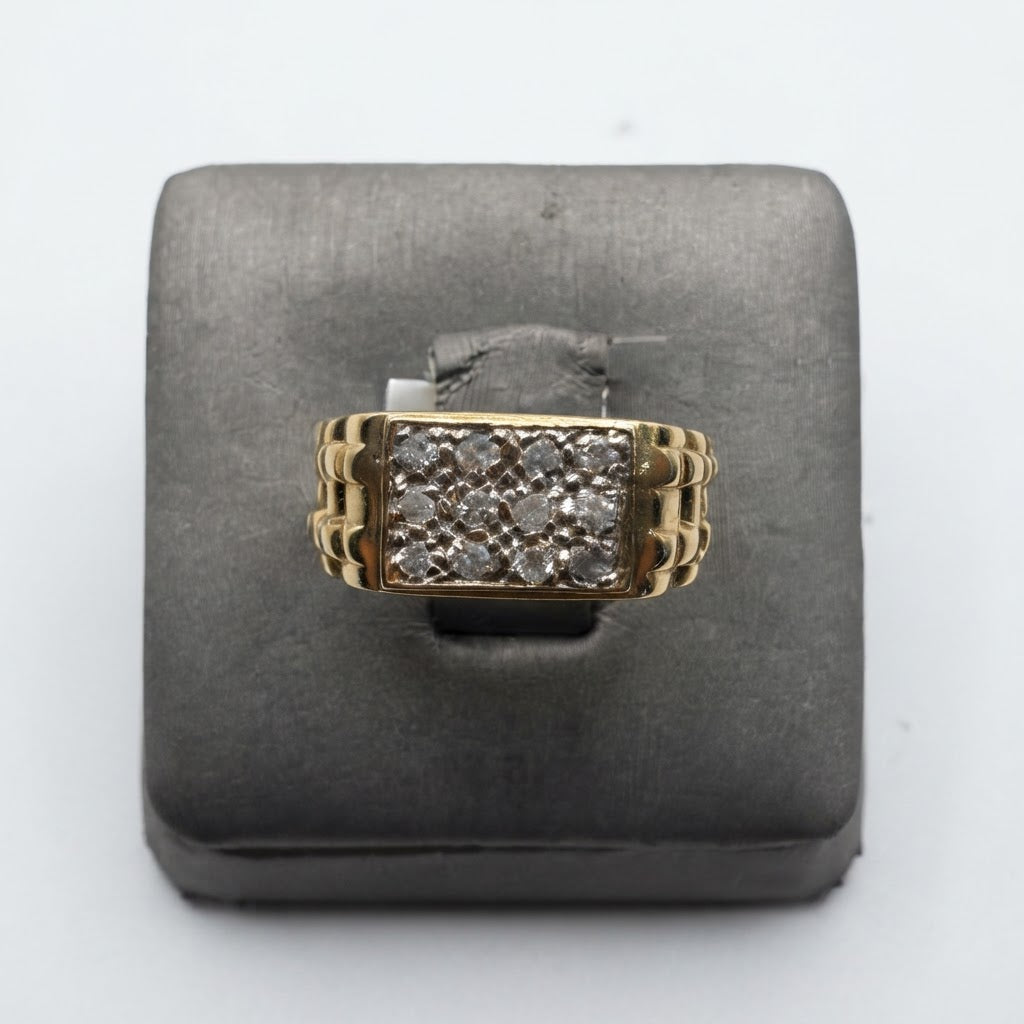 14kt Gold & Diamond Watch Style Signet ring