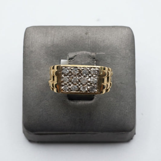 14kt Gold & Diamond Watch Style Signet ring