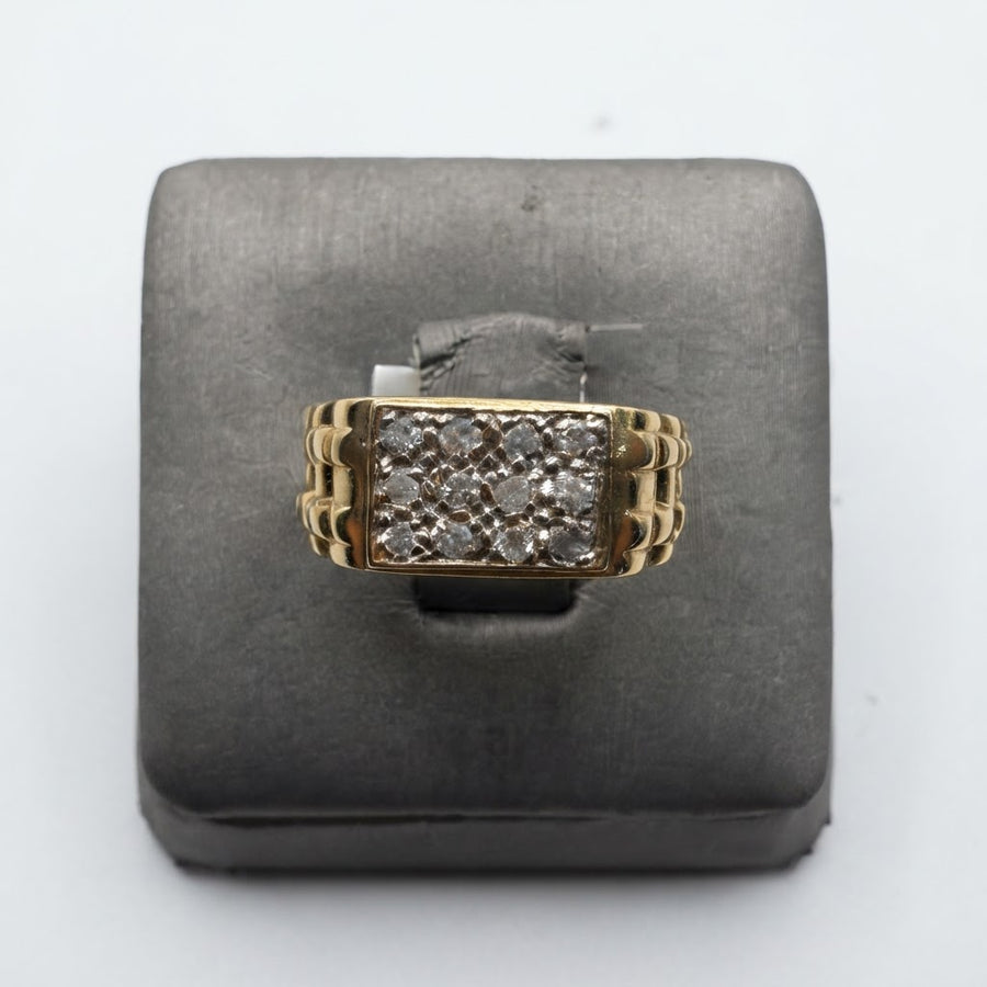 14kt Gold & Diamond Watch Style Signet ring