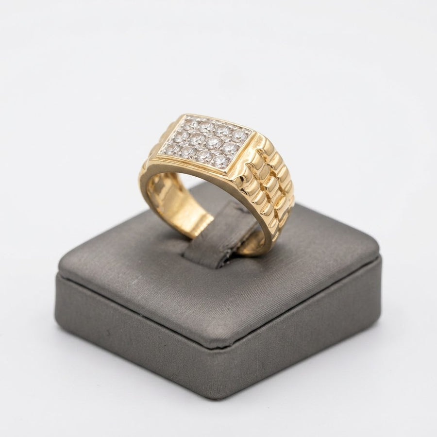 14kt Gold & Diamond Watch Style Signet ring