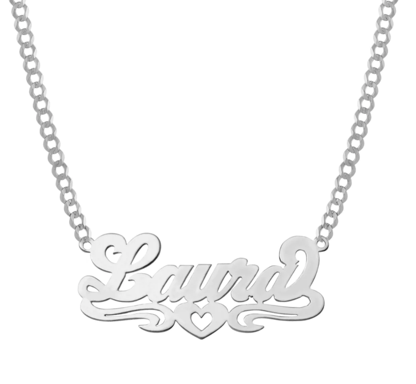 Bottom Heart Silver 925 Name Necklace