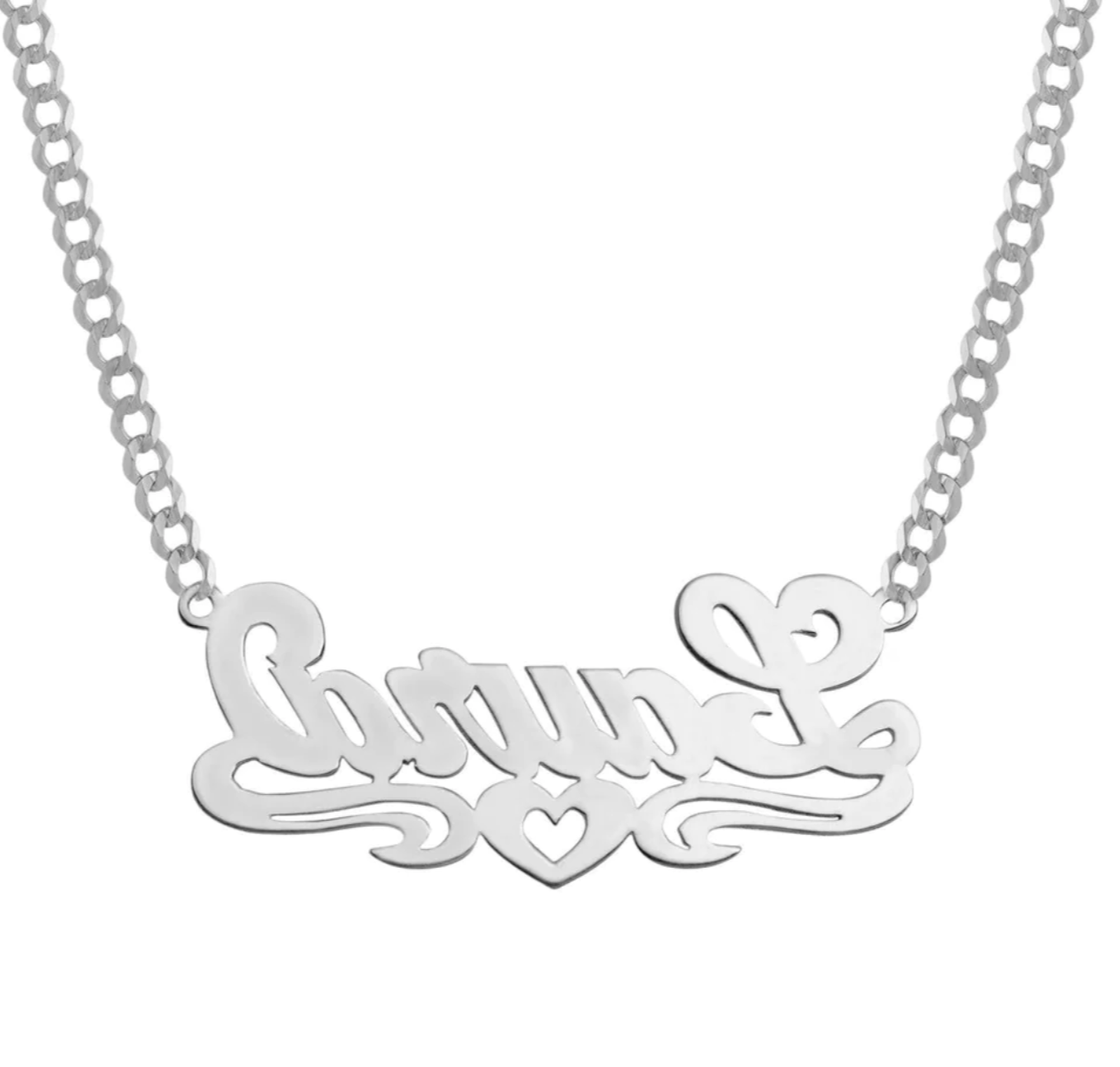 Bottom Heart Silver 925 Name Necklace