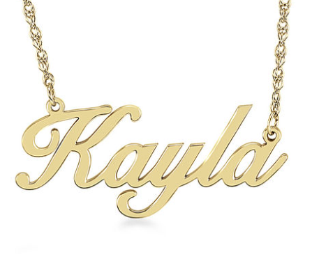 14K Cursive Yellow Gold Name PLate.