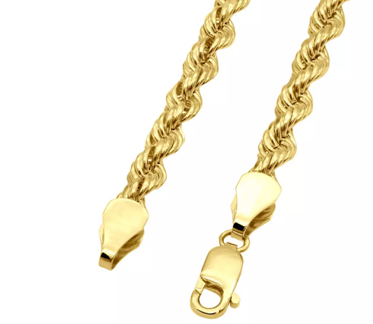 Men's 10k Yellow Gold Hollow Rope Chain