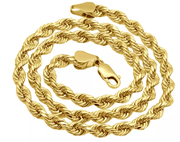 Men's 10k Yellow Gold Hollow Rope Chain