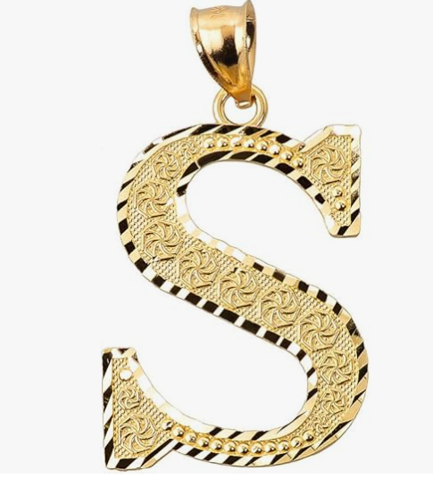 10k Yellow Gold Initial Letters A-Z Charm Pendant - 1 INCH