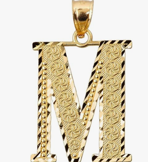 10k Yellow Gold Initial Letters A-Z Charm Pendant - 1 INCH