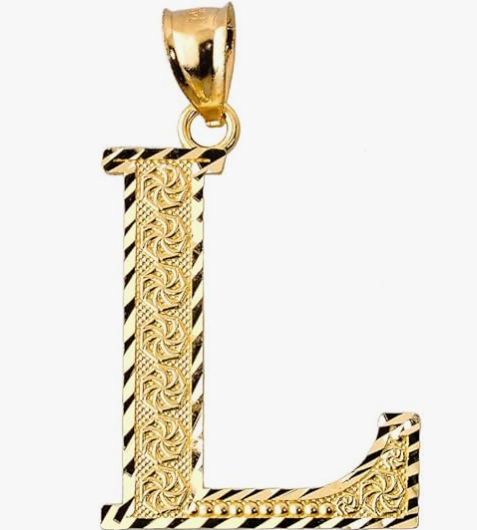 10k Yellow Gold Initial Letters A-Z Charm Pendant - 1 INCH