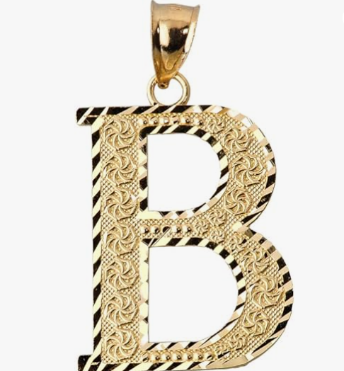 10k Yellow Gold Initial Letters A-Z Charm Pendant - 1 INCH