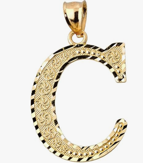 10k Yellow Gold Initial Letters A-Z Charm Pendant - 1 INCH