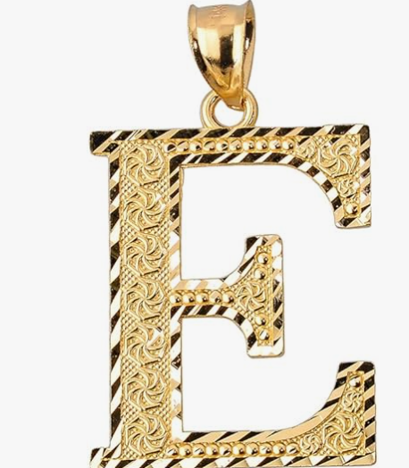 10k Yellow Gold Initial Letters A-Z Charm Pendant - 1 INCH