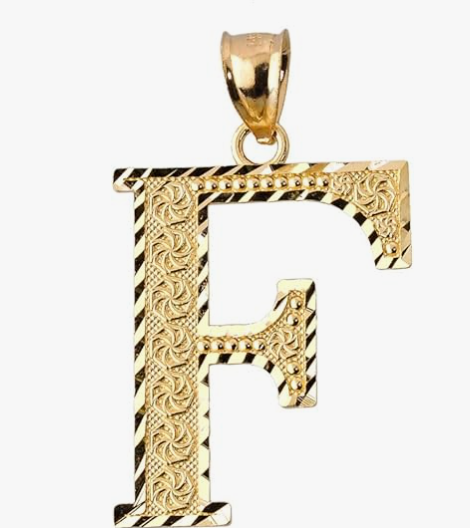 10k Yellow Gold Initial Letters A-Z Charm Pendant - 1 INCH