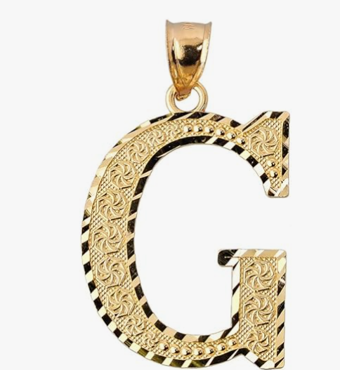 10k Yellow Gold Initial Letters A-Z Charm Pendant - 1 INCH