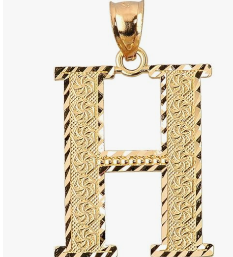 10k Yellow Gold Initial Letters A-Z Charm Pendant - 1 INCH