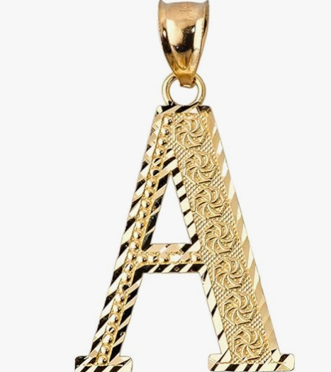 10k Yellow Gold Initial Letters A-Z Charm Pendant - 1 INCH