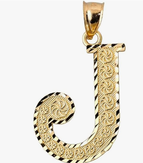 10k Yellow Gold Initial Letters A-Z Charm Pendant - 1 INCH