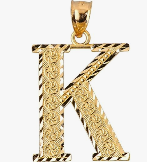 10k Yellow Gold Initial Letters A-Z Charm Pendant - 1 INCH