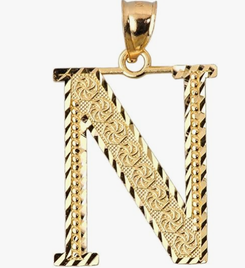 10k Yellow Gold Initial Letters A-Z Charm Pendant - 1 INCH