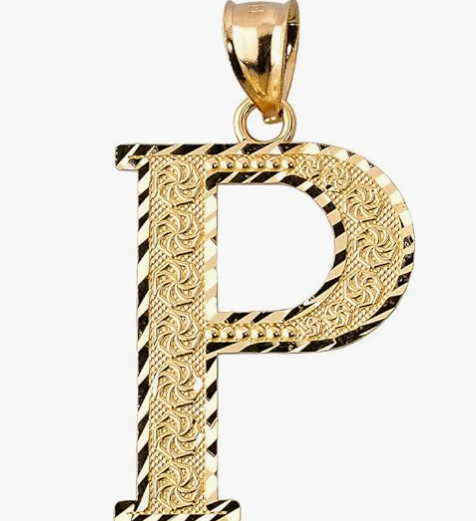 10k Yellow Gold Initial Letters A-Z Charm Pendant - 1 INCH