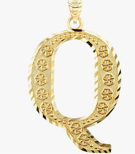 10k Yellow Gold Initial Letters A-Z Charm Pendant - 1 INCH