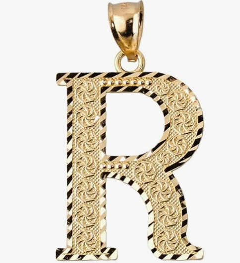 10k Yellow Gold Initial Letters A-Z Charm Pendant - 1 INCH