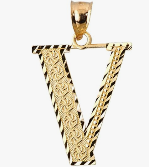 10k Yellow Gold Initial Letters A-Z Charm Pendant - 1 INCH